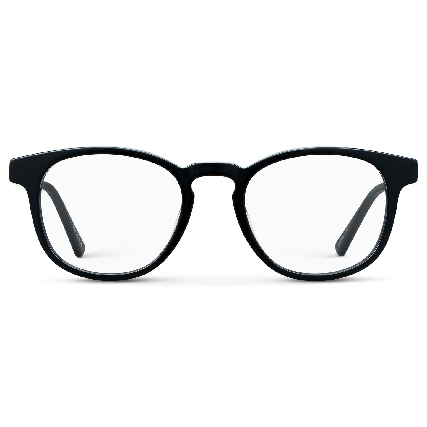 Black || Unisex Round Blue Light Blocking Glasses with Black Acetate Frame and Clear Lens