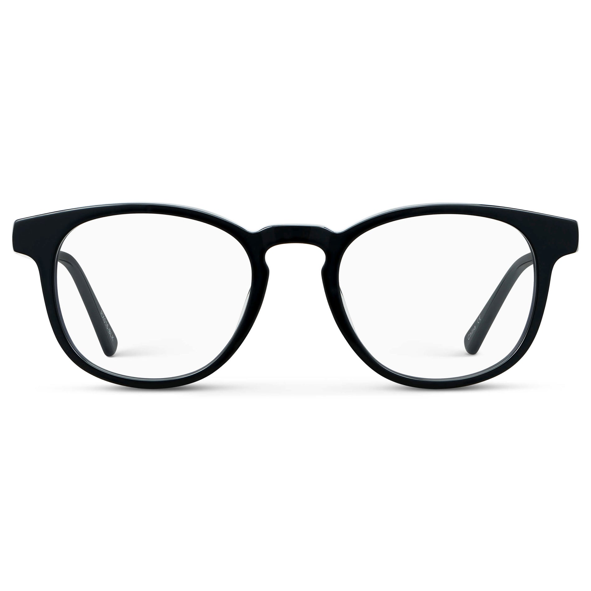 Black || Unisex Round Blue Light Blocking Glasses with Black Acetate Frame and Clear Lens