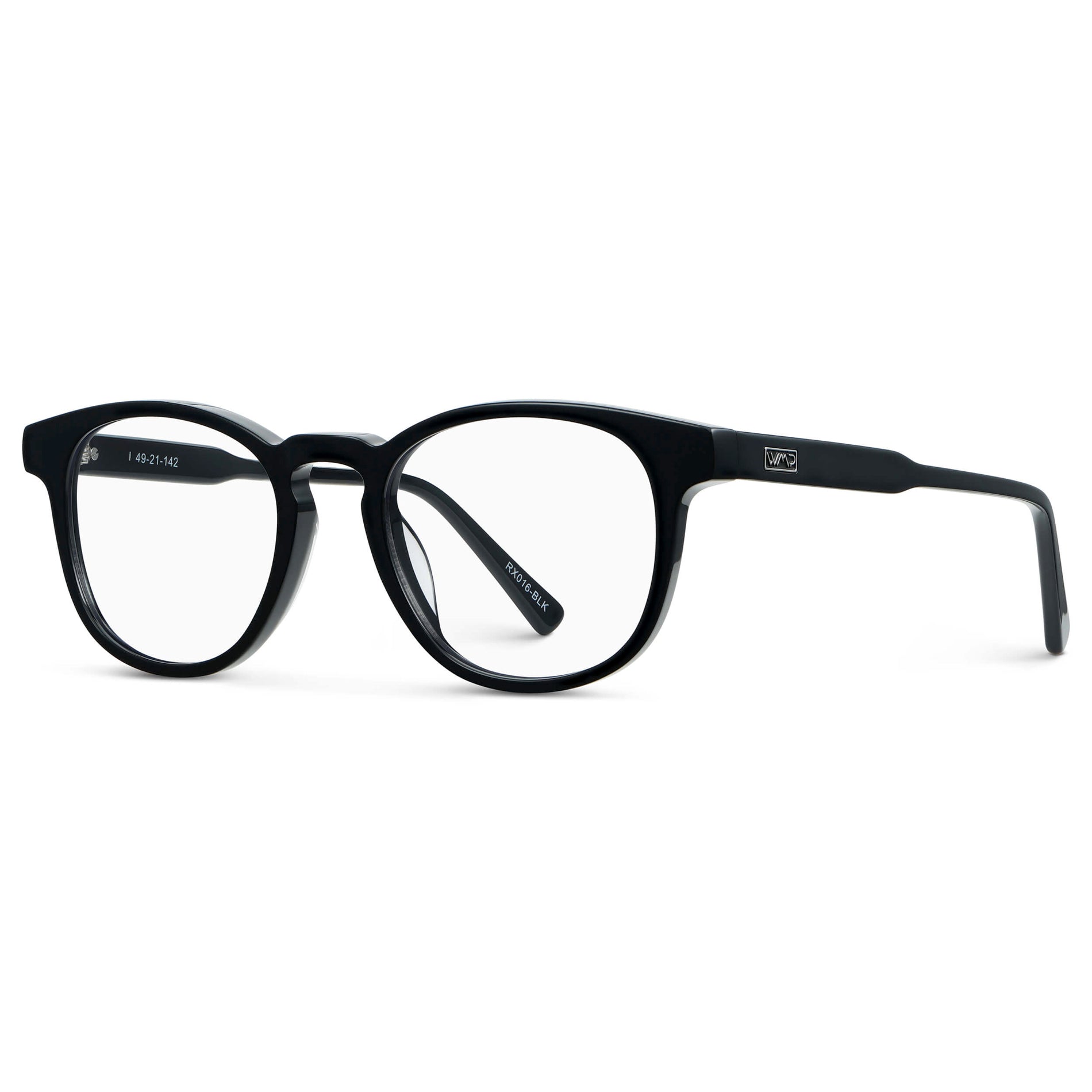 Black || Unisex Round Blue Light Blocking Glasses with Black Acetate Frame and Clear Lens