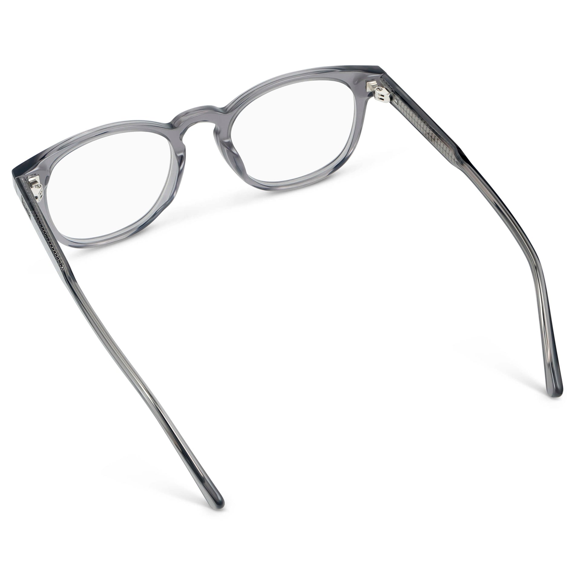 Crystal Grey || Unisex Round Blue Light Blocking Glasses with Crystal Grey Acetate Frame and Clear Lens