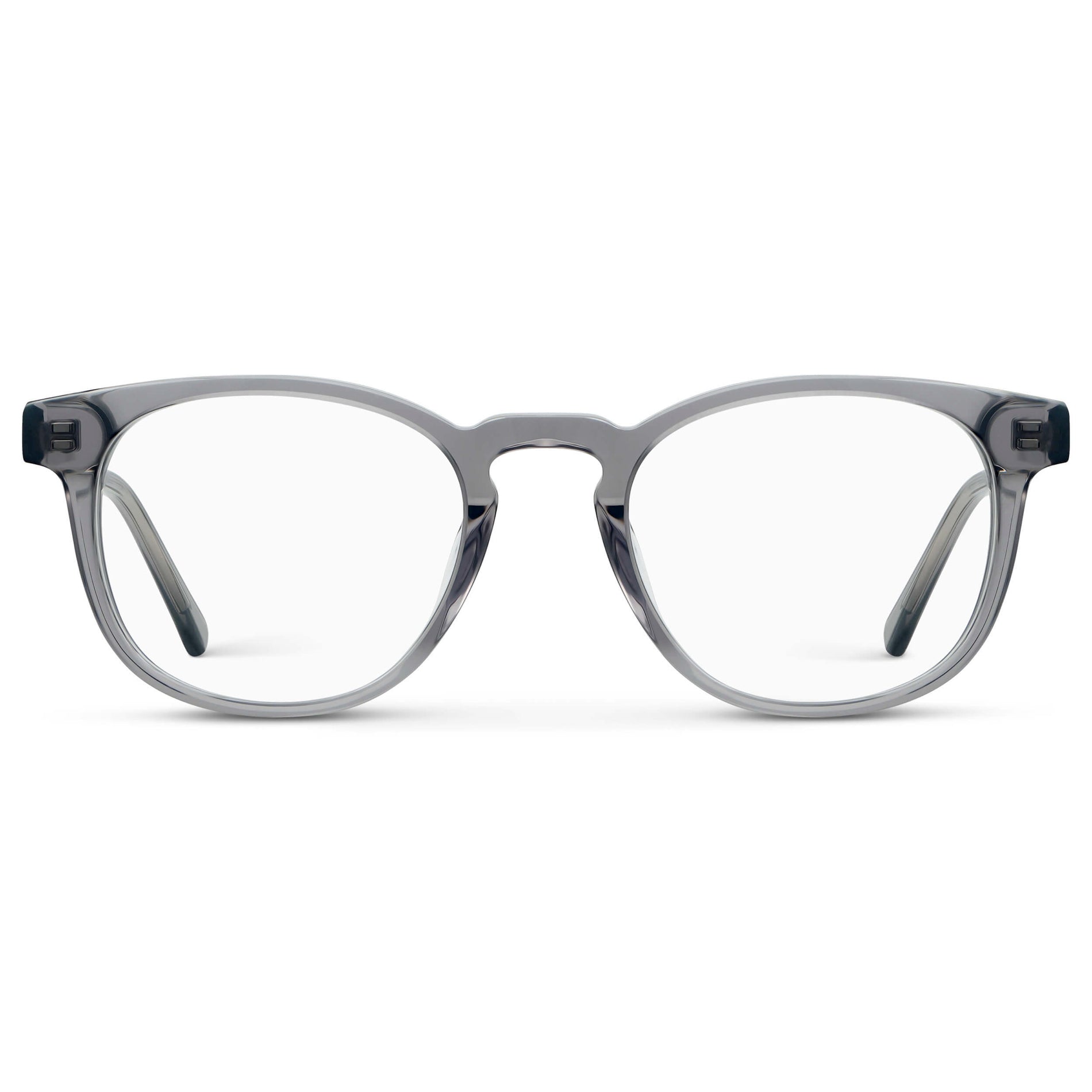 Crystal Grey || Unisex Round Blue Light Blocking Glasses with Crystal Grey Acetate Frame and Clear Lens
