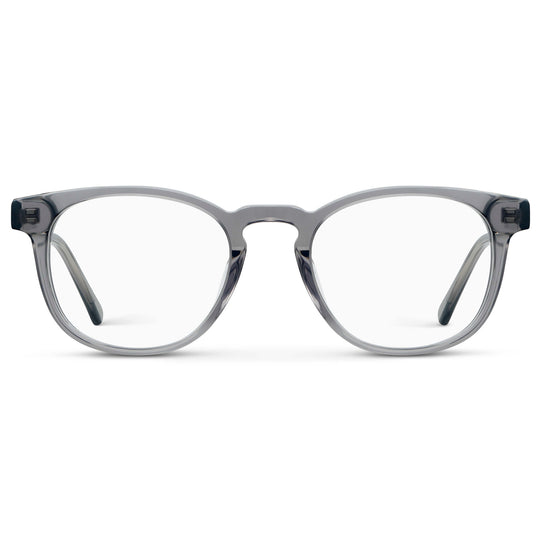 Crystal Grey || Unisex Round Blue Light Blocking Glasses with Crystal Grey Acetate Frame and Clear Lens