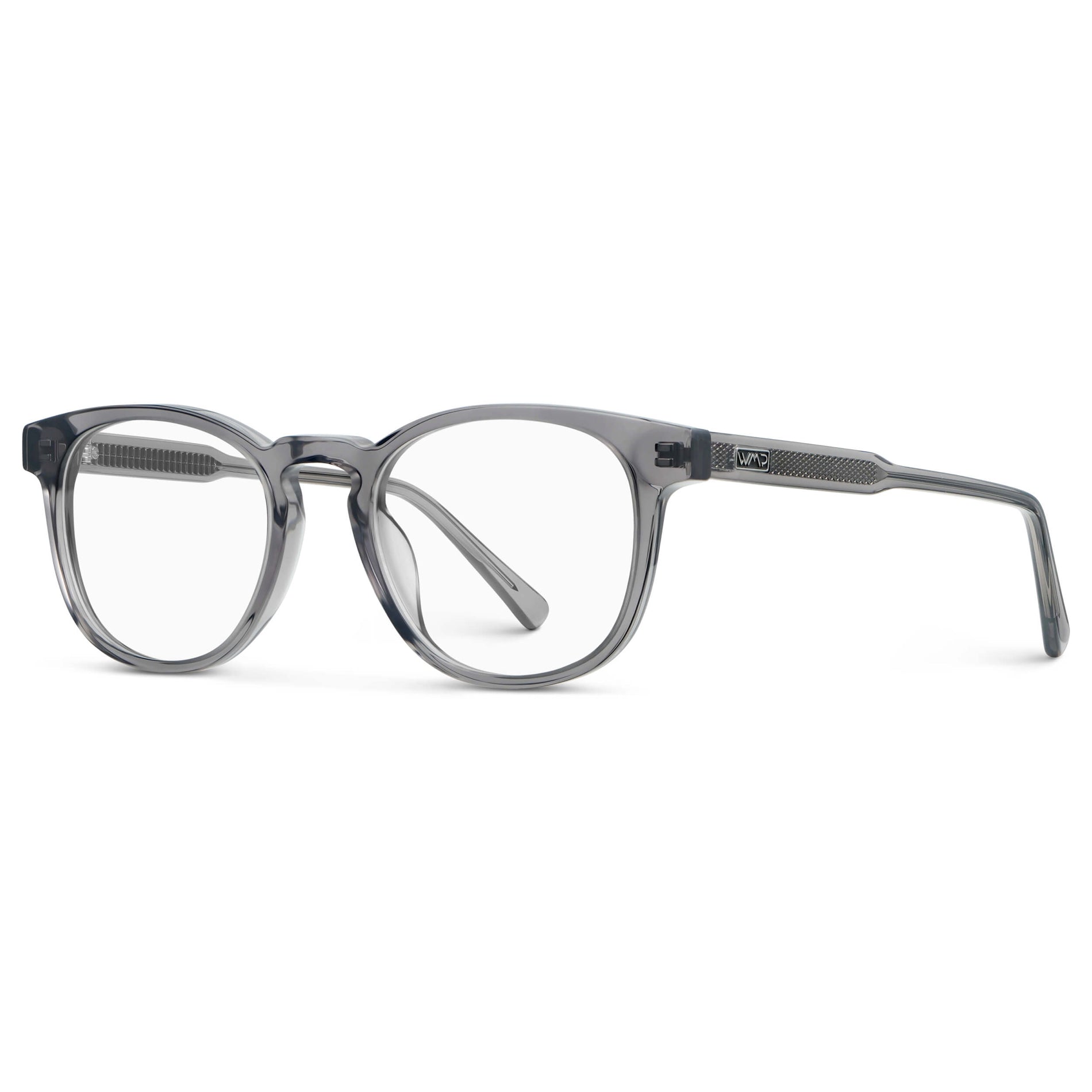 Crystal Grey || Unisex Round Blue Light Blocking Glasses with Crystal Grey Acetate Frame and Clear Lens