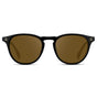 Black / Amber || Men's Round Prescription Sunglasses with Black Frame and Amber Lenses on a white background