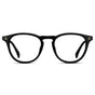 Black || Men's Round Prescription Glasses with Black Frame and Clear Lenses on a white background