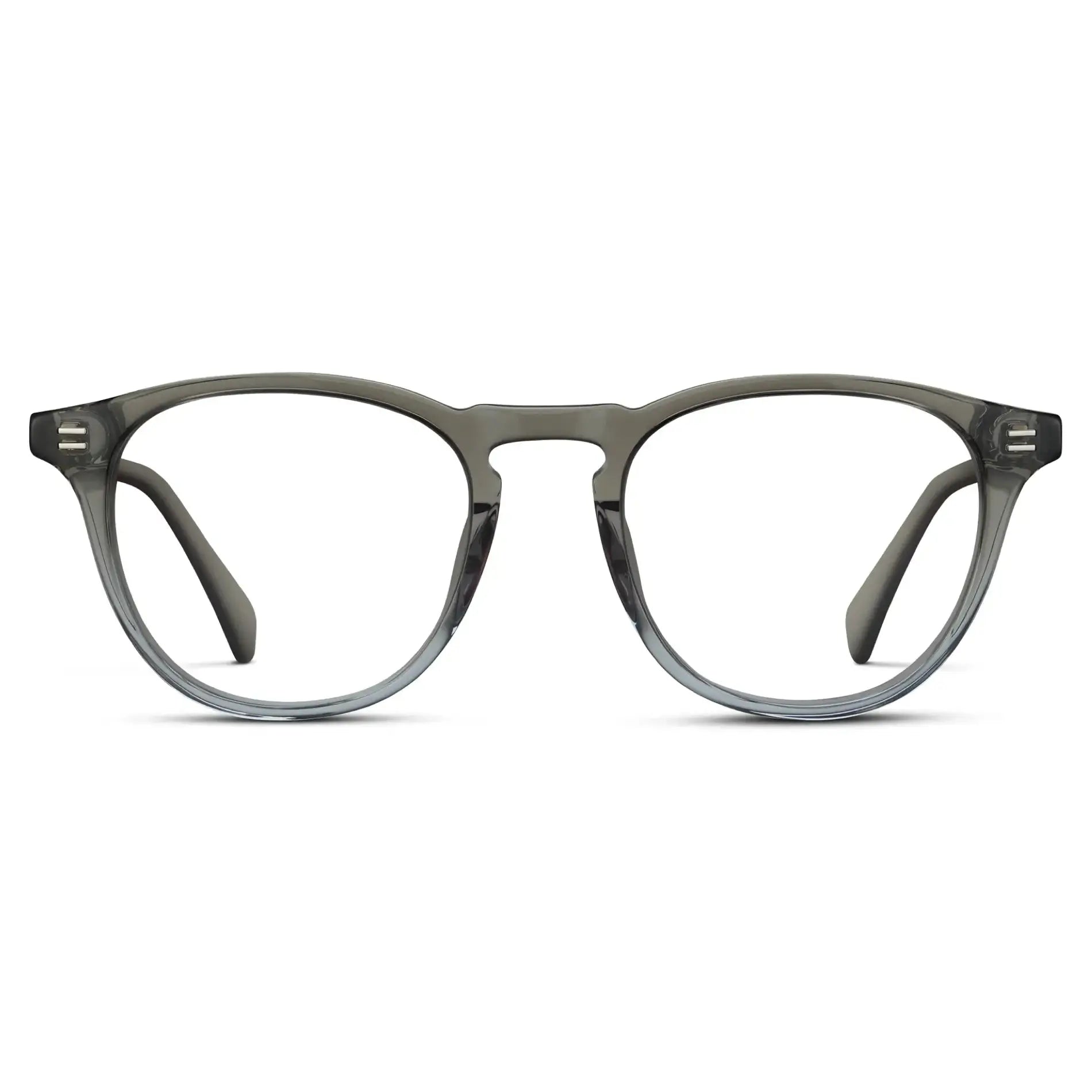 Charcoal Grey || Men's Round Prescription Glasses with Charcoal Grey Frame and Clear Lenses on a white background