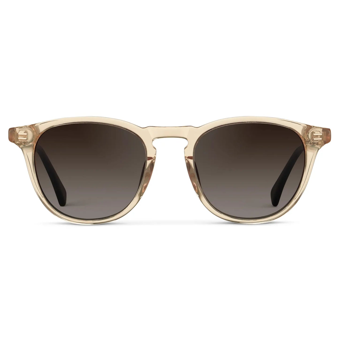 Sand Brown / Brown Gradient Lens || Men's Round Polarized Sunglasses with Sand Brown Frame and Brown Gradient Lenses on a white background