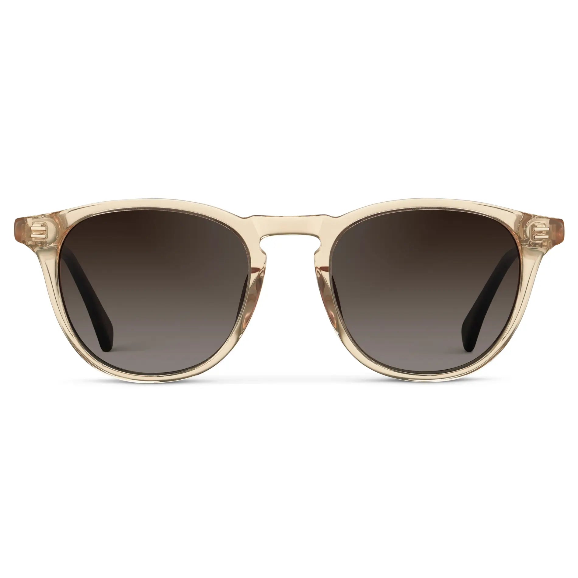 Sand Brown / Brown Gradient Lens || Men's Round Polarized Sunglasses with Sand Brown Frame and Brown Gradient Lenses on a white background