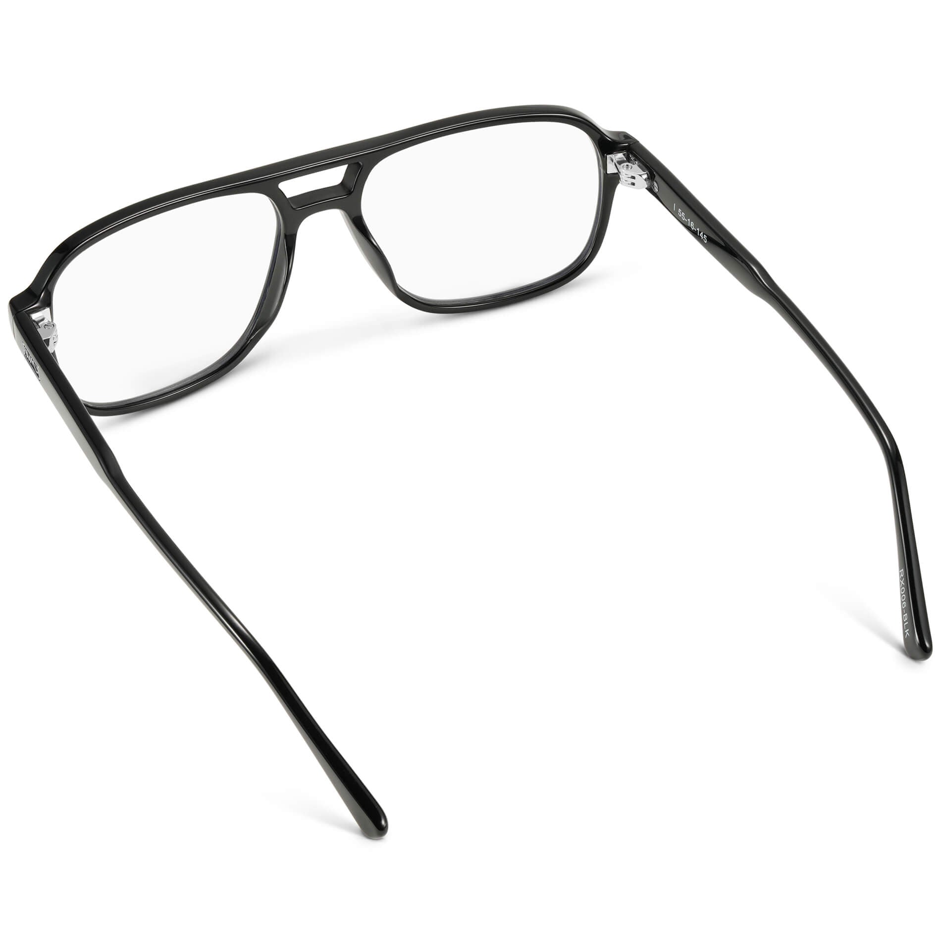 Black || Black Acetate frame with clear prescription lens