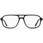 Black || Men's Double Bridge Aviator Prescription Glasses with Black Acetate Frame and Clear Lenses on a white background