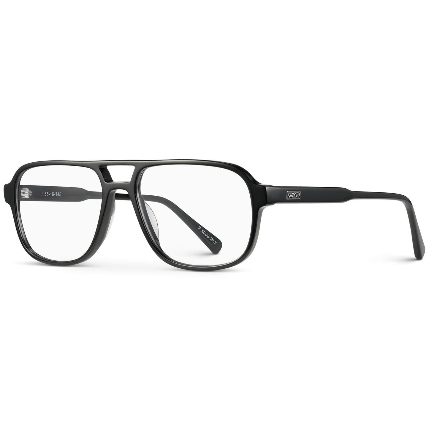 Black || Black Acetate frame with clear prescription lens