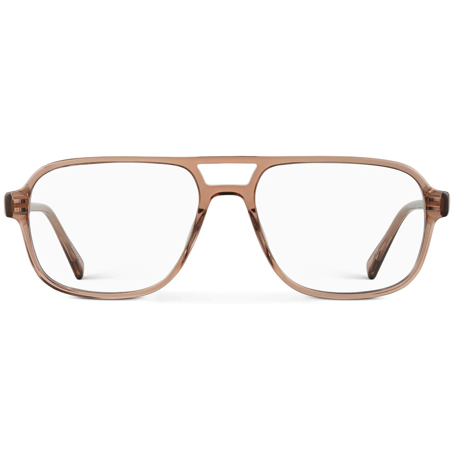 Light Crystal Brown || Light Brown Acetate frame with Blue Light blocking clear lens on a white background 