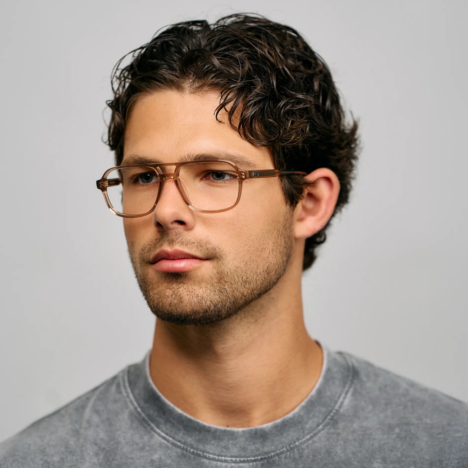 Light Crystal Brown || Light Brown Acetate frame with clear prescription lens