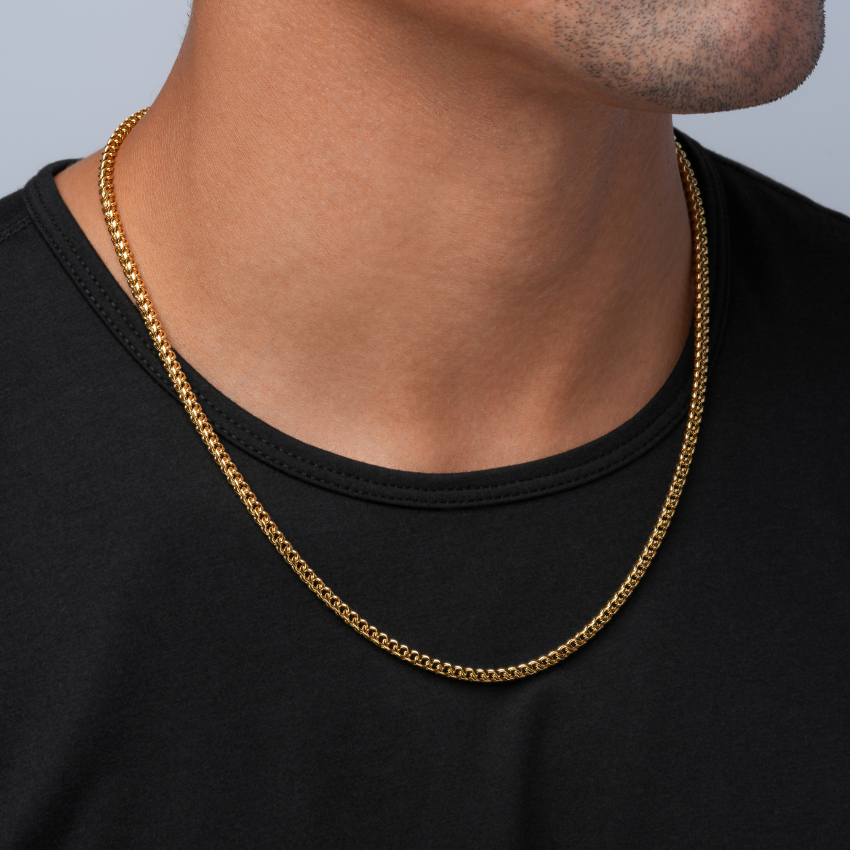 Gold || Gold Block Chain Necklace