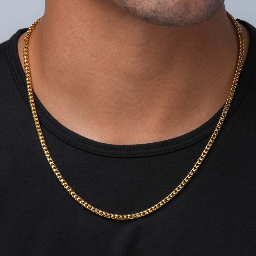 Gold || Gold Block Chain Necklace