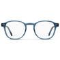 Pacific Blue || Men's Modern Geometric Square Eyeglasses with Pacific Blue Acetate Frame and Clear Prescriptions Lens on a white background