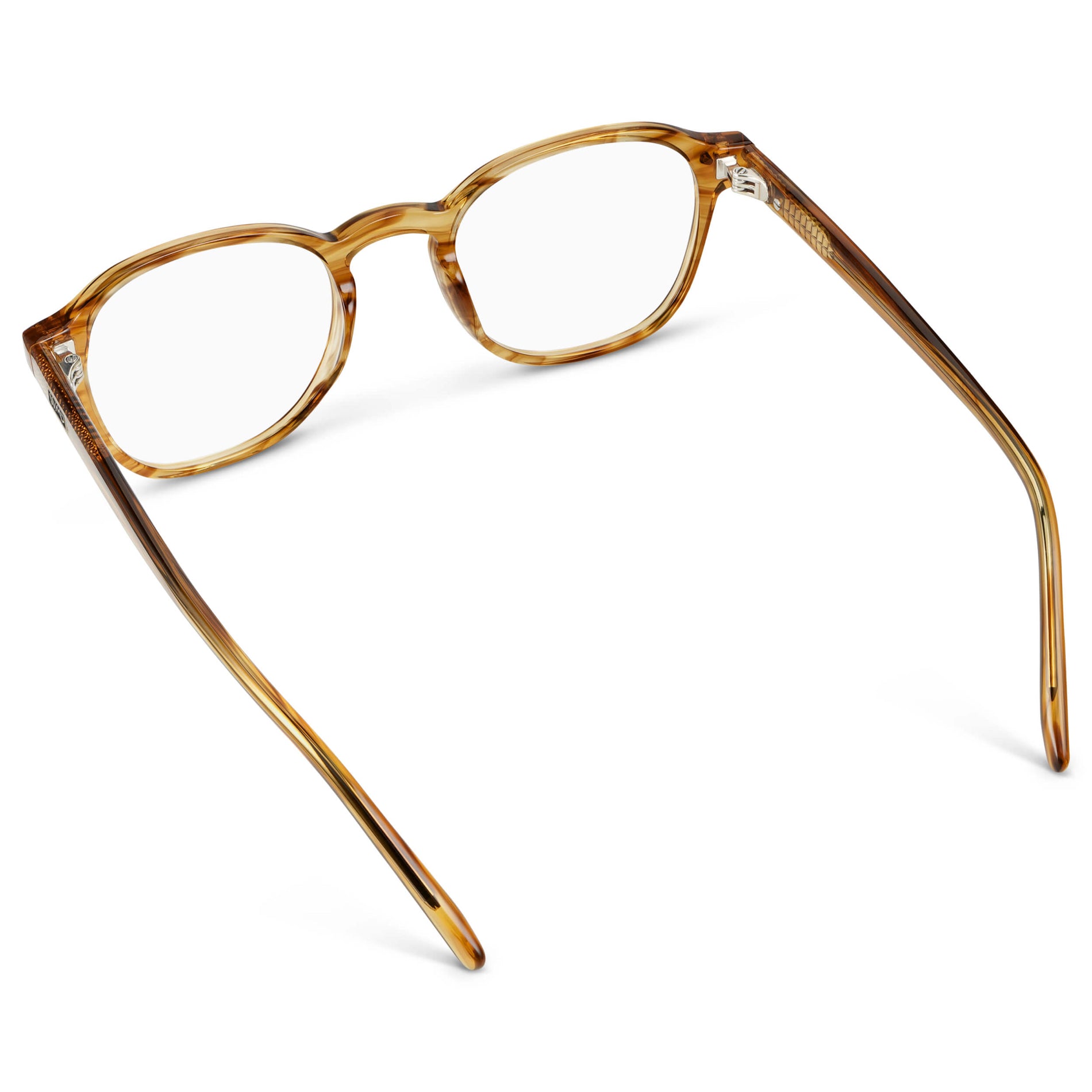 Crystal Brown Grain || Men's Modern Geometric Square Blue Light Blocking Glasses with Crystal Brown Grain Acetate Frame and Clear Lens