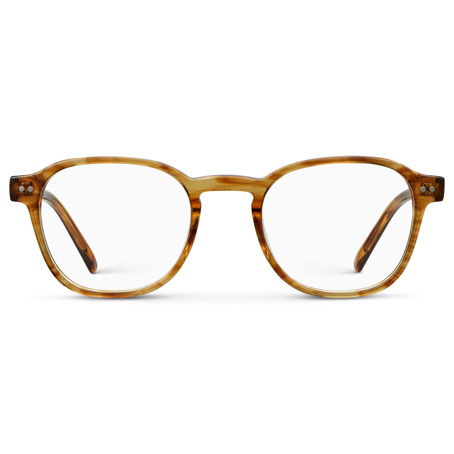 Crystal Brown Grain || Men's Modern Geometric Square Blue Light Blocking Glasses with Crystal Brown Grain Acetate Frame and Clear Lens