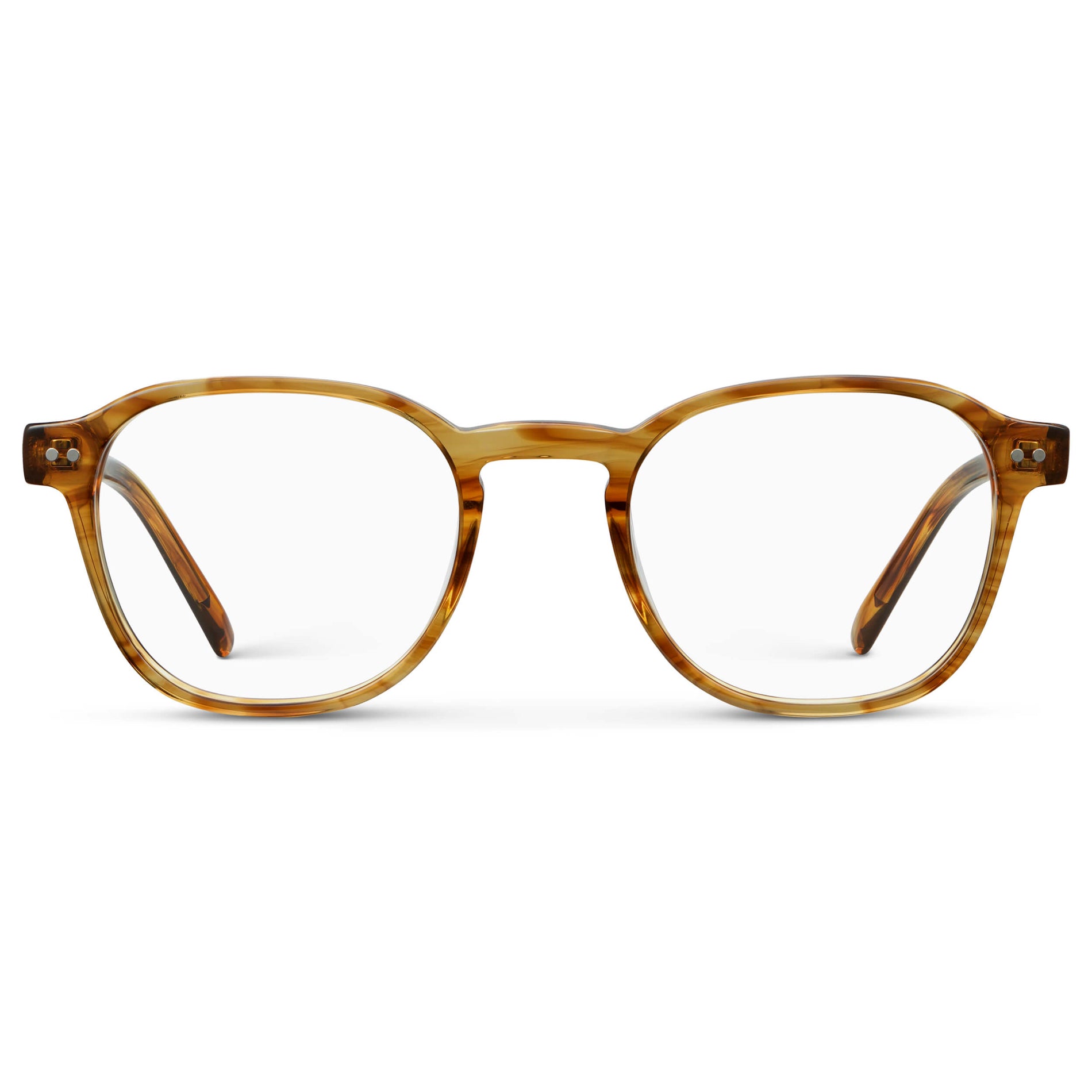 Crystal Brown Grain || Men's Modern Geometric Square Blue Light Blocking Glasses with Crystal Brown Grain Acetate Frame and Clear Lens