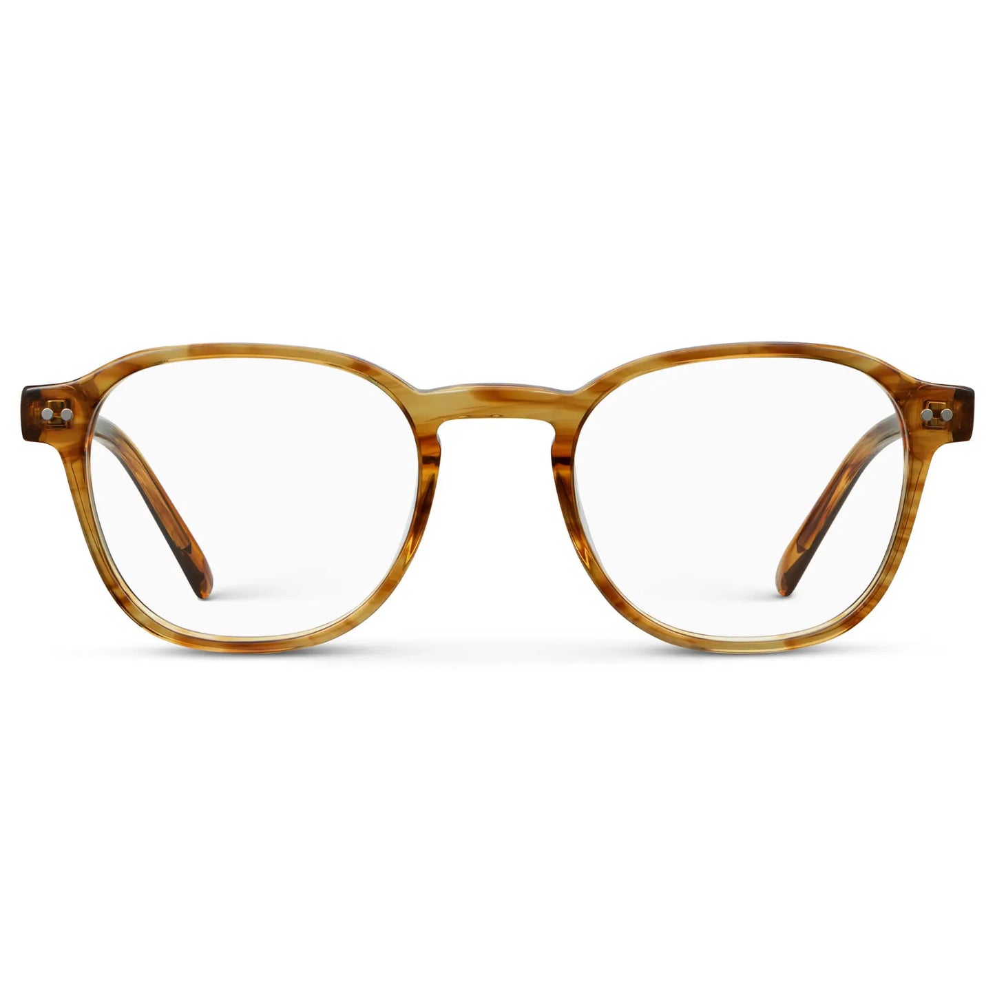Crystal Brown Grain || Men's Modern Geometric Square Eyeglasses with Crystal Brown Grain Acetate Frame and Clear Prescriptions Lens on a white background