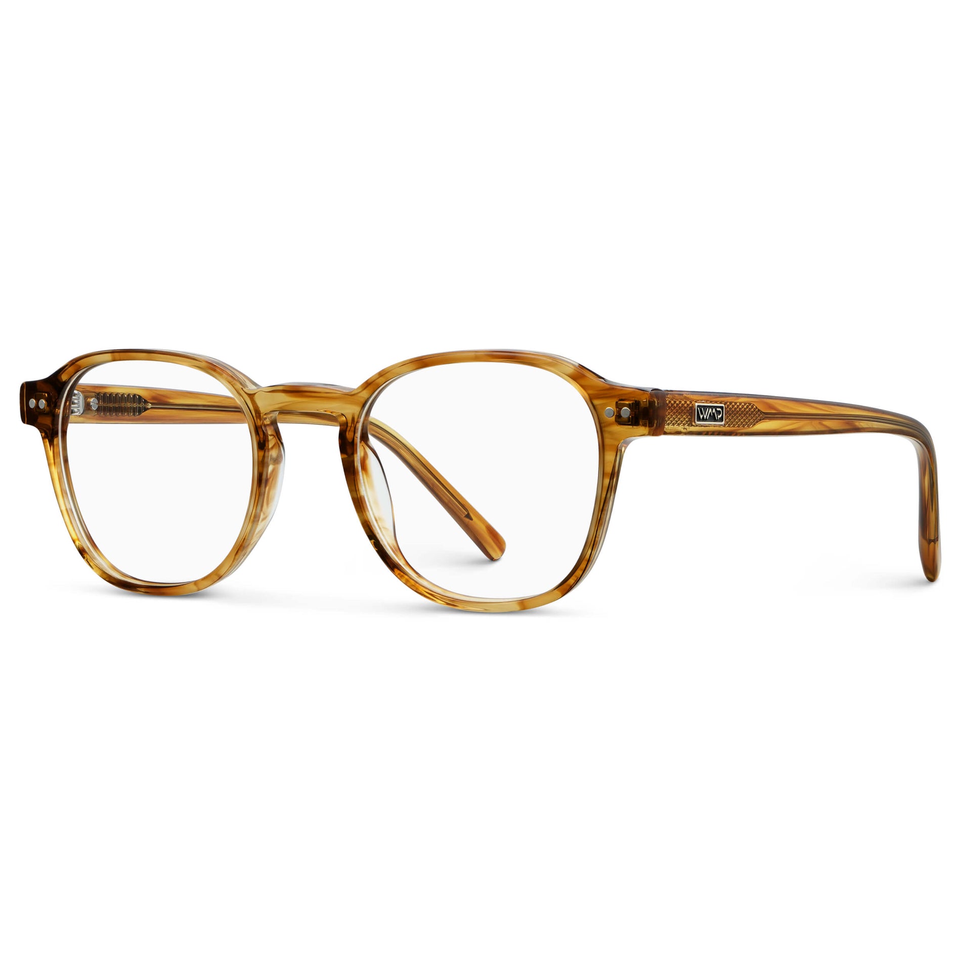 Crystal Brown Grain || Men's Modern Geometric Square Blue Light Blocking Glasses with Crystal Brown Grain Acetate Frame and Clear Lens