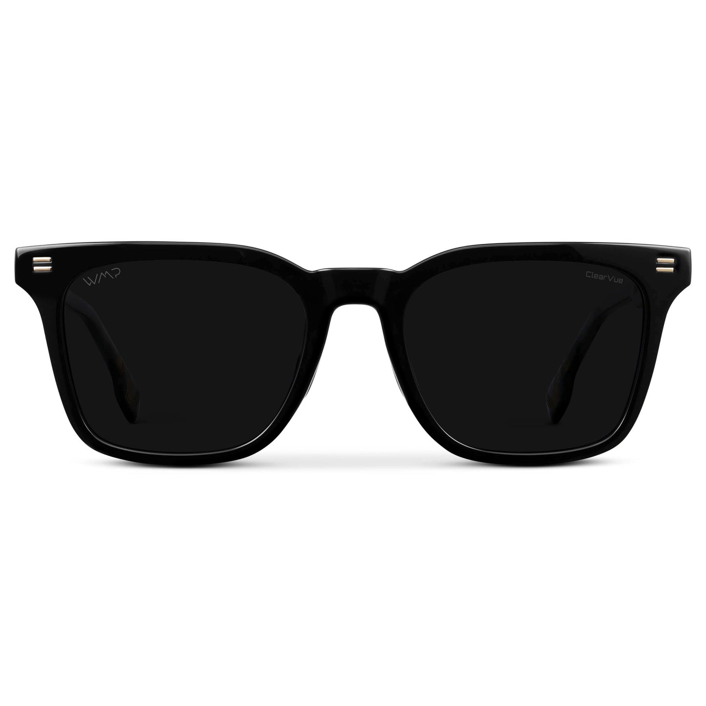 Black / Triple Black Lens || Men's Classic Rectangular Golf and Sport Sunglasses with Black Acetate Frame and Triple Black Polarized Oleophobic Lens