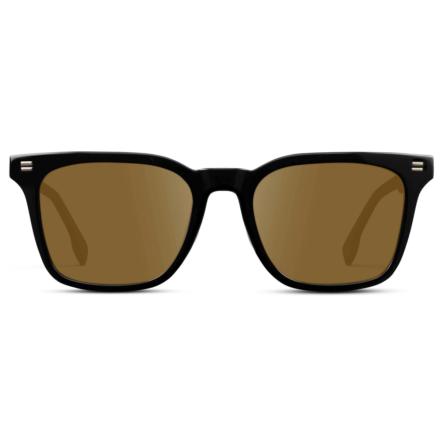 Black / Amber || Men's Classic Rectangular Golf and Sport Prescription Sunglasses with Black Acetate Frame and Amber Prescription Lens