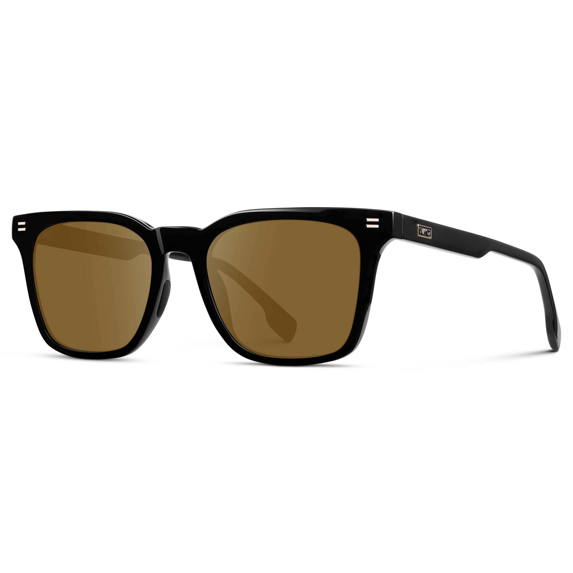 Black / Amber || Men's Classic Rectangular Golf and Sport Prescription Sunglasses with Black Acetate Frame and Amber Prescription Lens