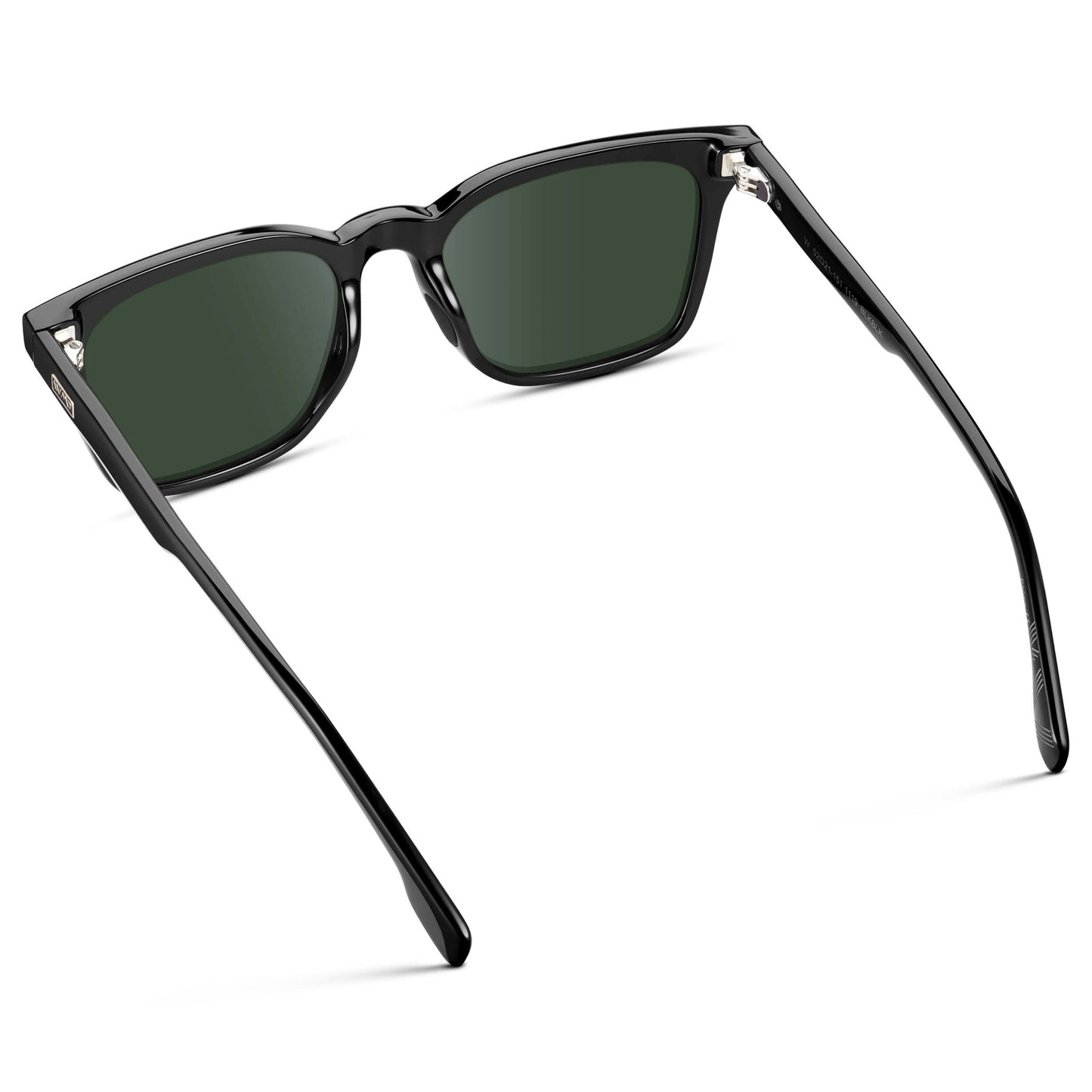 Black / G15 || Men's Classic Rectangular Golf and Sport Prescription Sunglasses with Black Acetate Frame and Green Prescription Lens