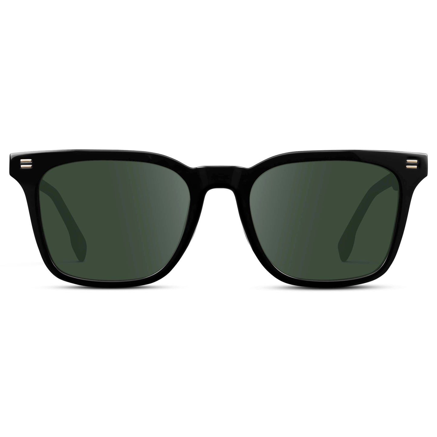 Black / G15 || Men's Classic Rectangular Golf and Sport Prescription Sunglasses with Black Acetate Frame and Green Prescription Lens