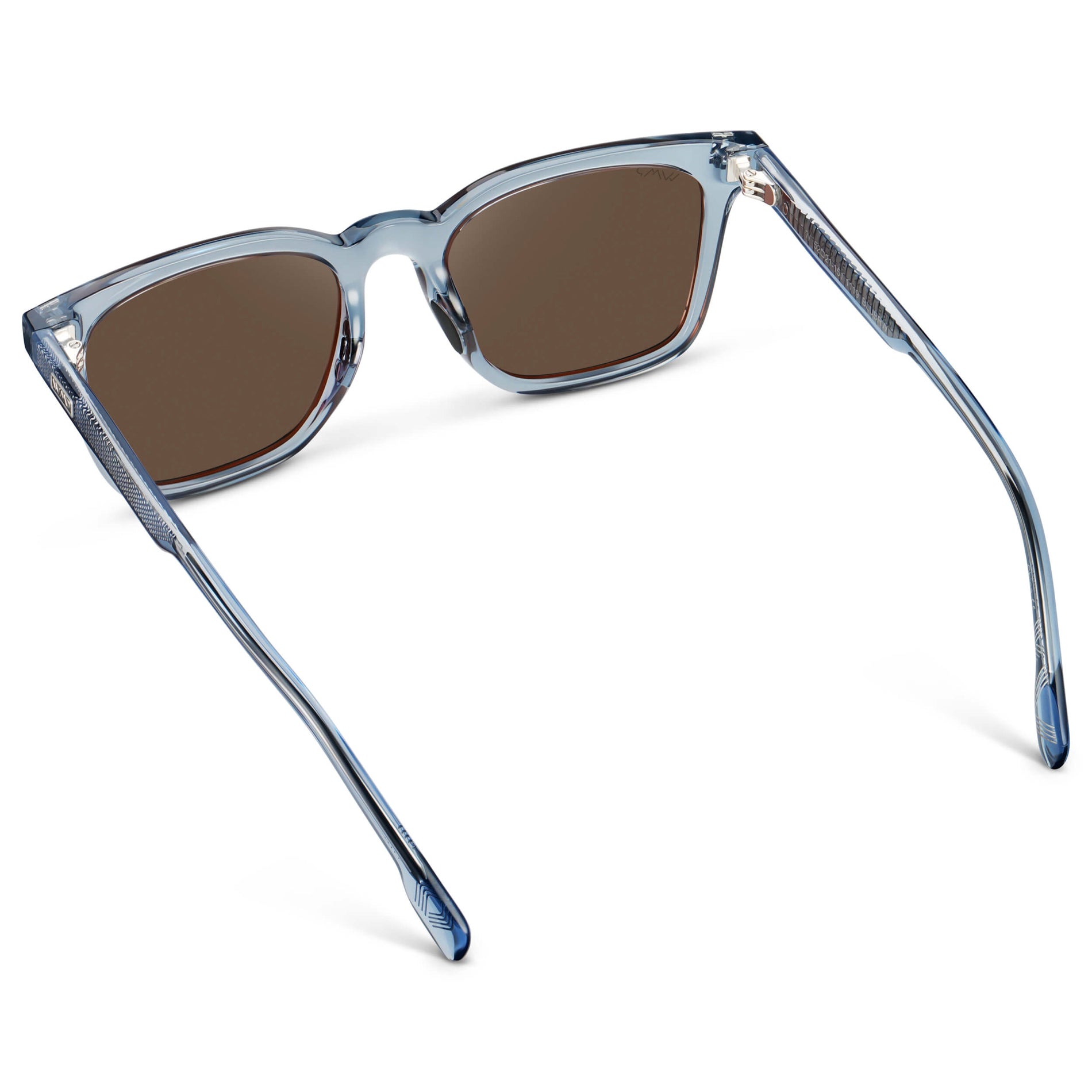 Denim Blue / Brown Lens || Men's Classic Rectangular Golf and Sport Sunglasses with Denim Blue Acetate Frame and Brown Polarized Oleophobic Lens