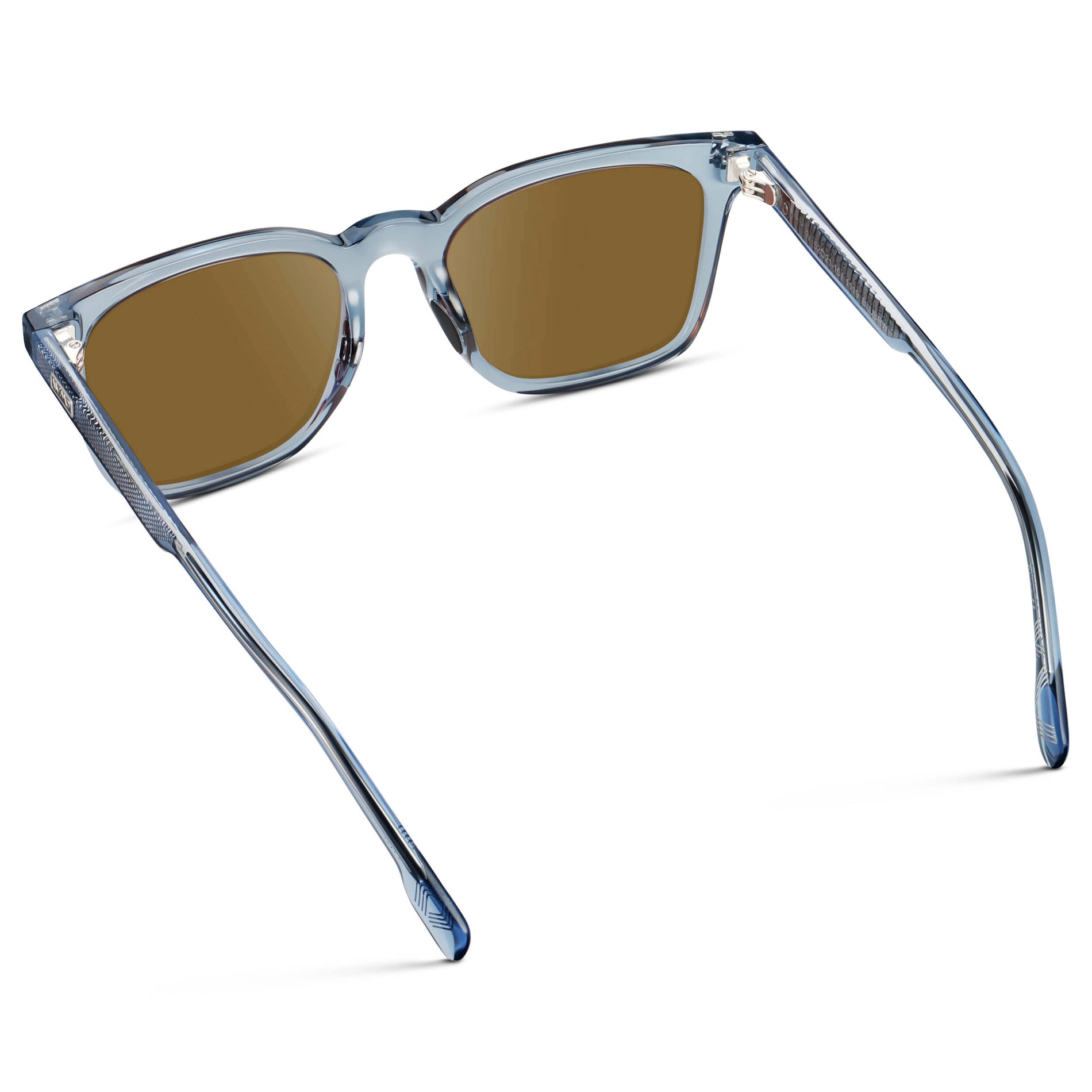 Denim Blue / Amber || Men's Classic Rectangular Golf and Sport Prescription Sunglasses with Blue Acetate Frame and Amber Prescription Lens