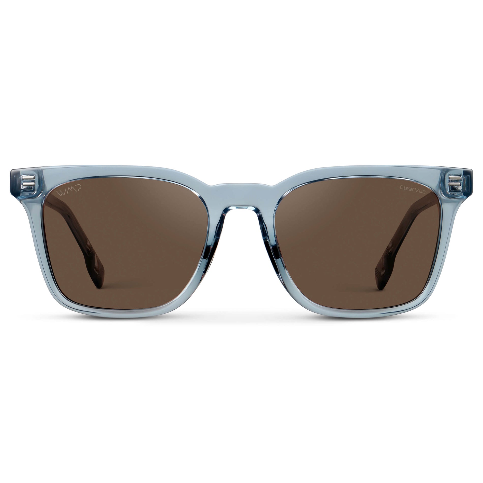 Denim Blue / Brown Lens || Men's Classic Rectangular Golf and Sport Sunglasses with Denim Blue Acetate Frame and Brown Polarized Oleophobic Lens