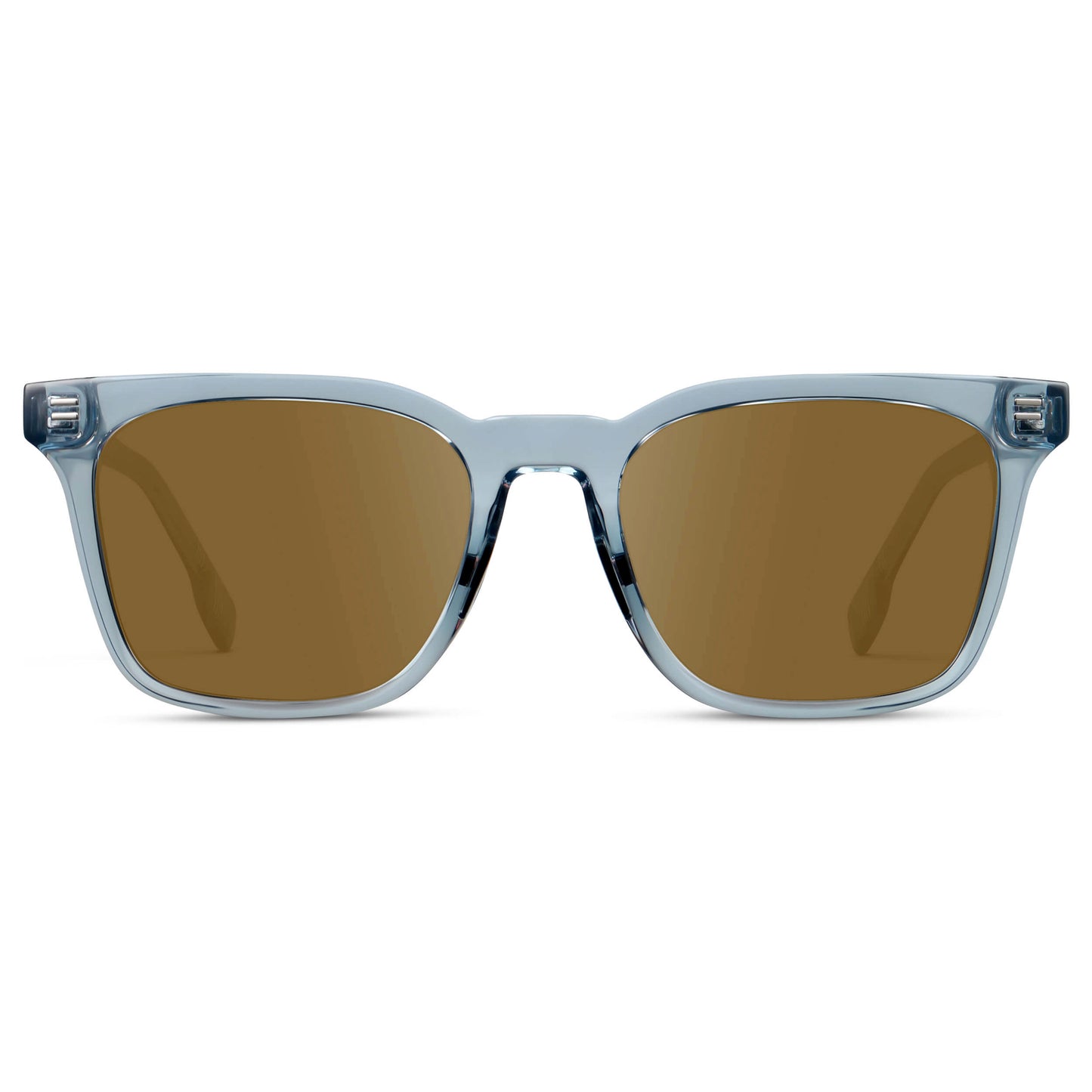 Denim Blue / Amber || Men's Classic Rectangular Golf and Sport Prescription Sunglasses with Blue Acetate Frame and Amber Prescription Lens