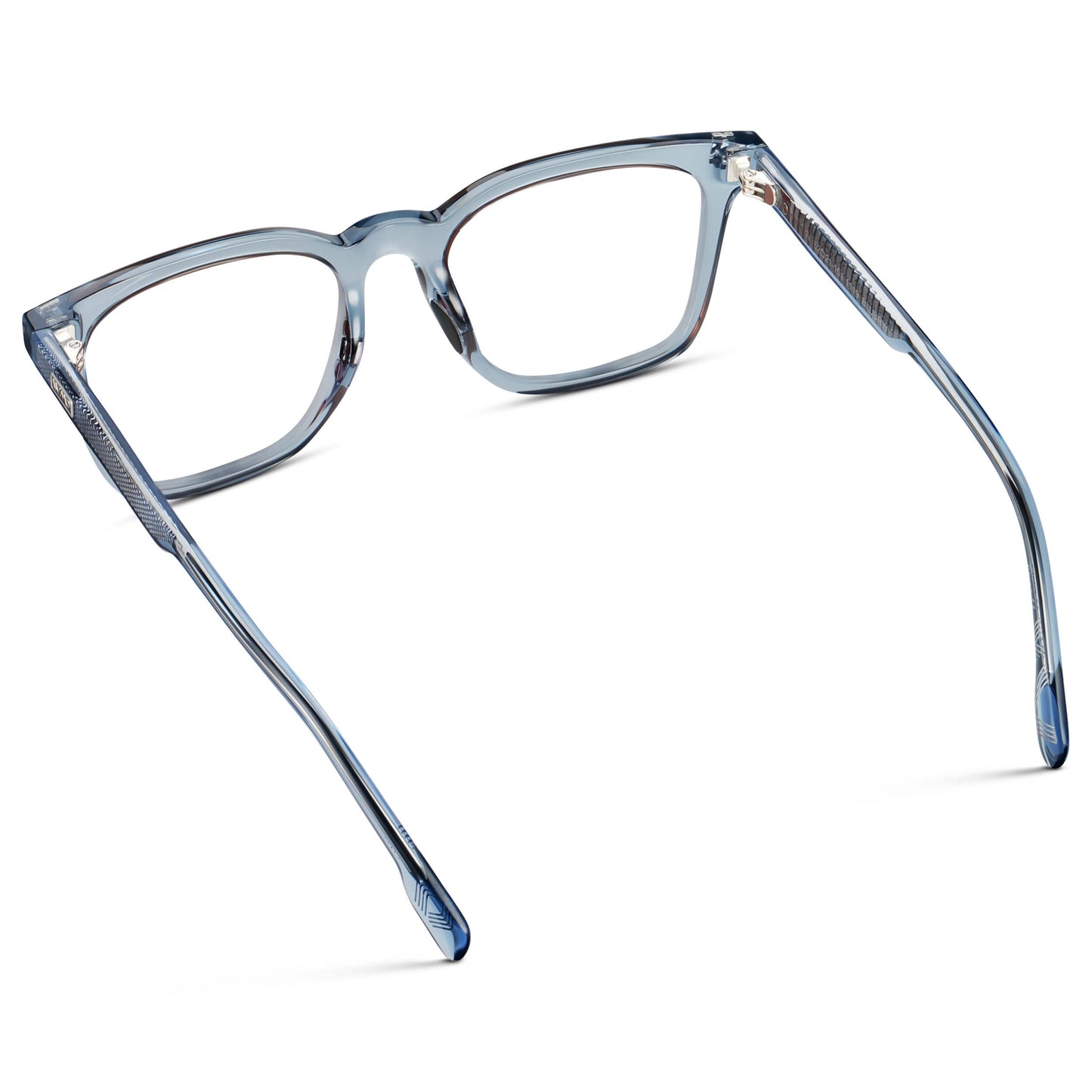 Denim Blue || Men's Classic Rectangular Golf and Sport Eyeglasses with Blue Acetate Frame and Clear Prescription Lens