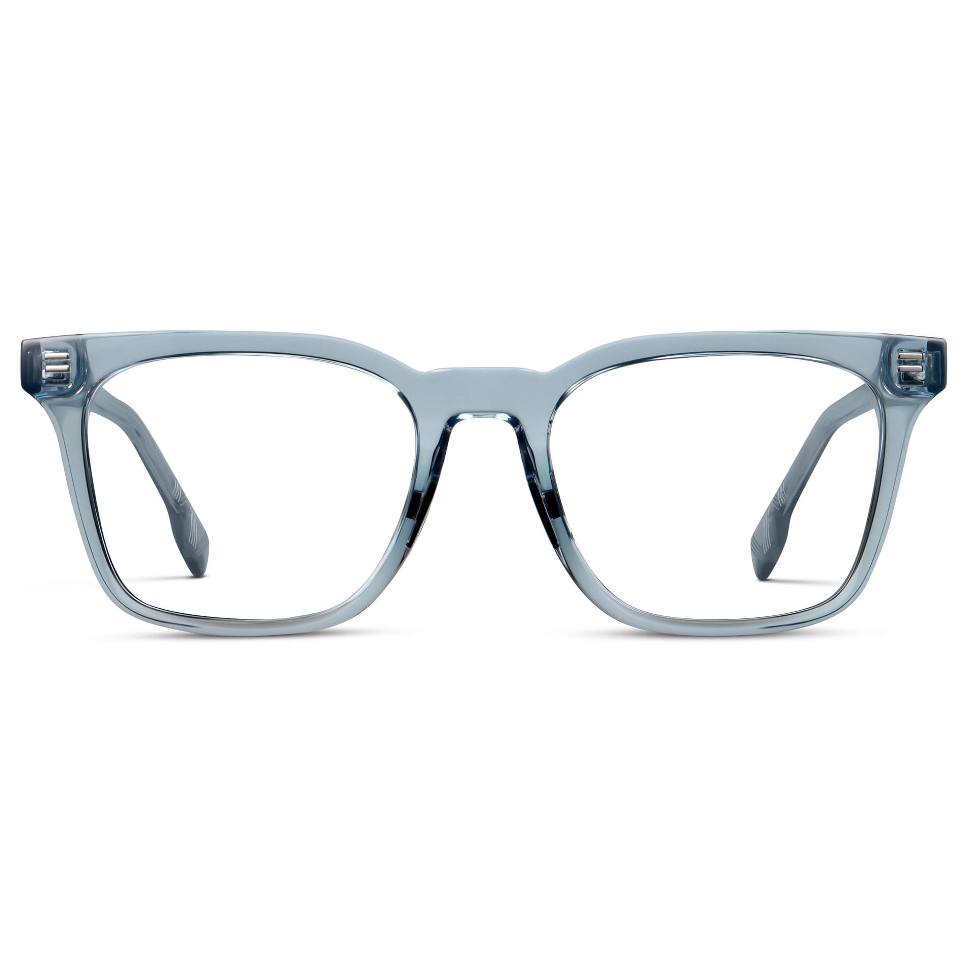Denim Blue || Men's Classic Rectangular Golf and Sport Eyeglasses with Blue Acetate Frame and Clear Prescription Lens