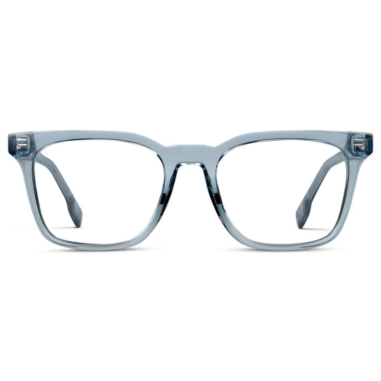Denim Blue || Men's Classic Rectangular Golf and Sport Eyeglasses with Blue Acetate Frame and Clear Prescription Lens