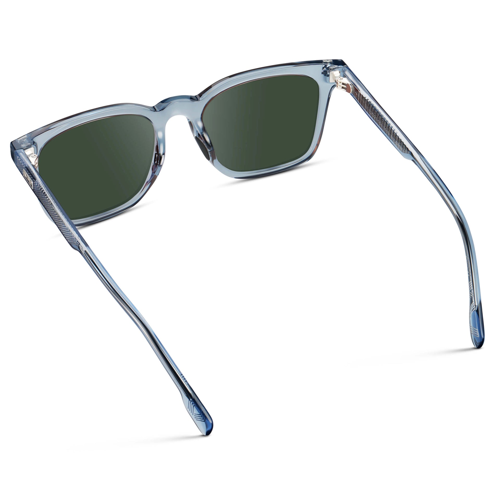 Denim Blue / G15 || Men's Classic Rectangular Golf and Sport Prescription Sunglasses with Blue Acetate Frame and Green Prescription Lens