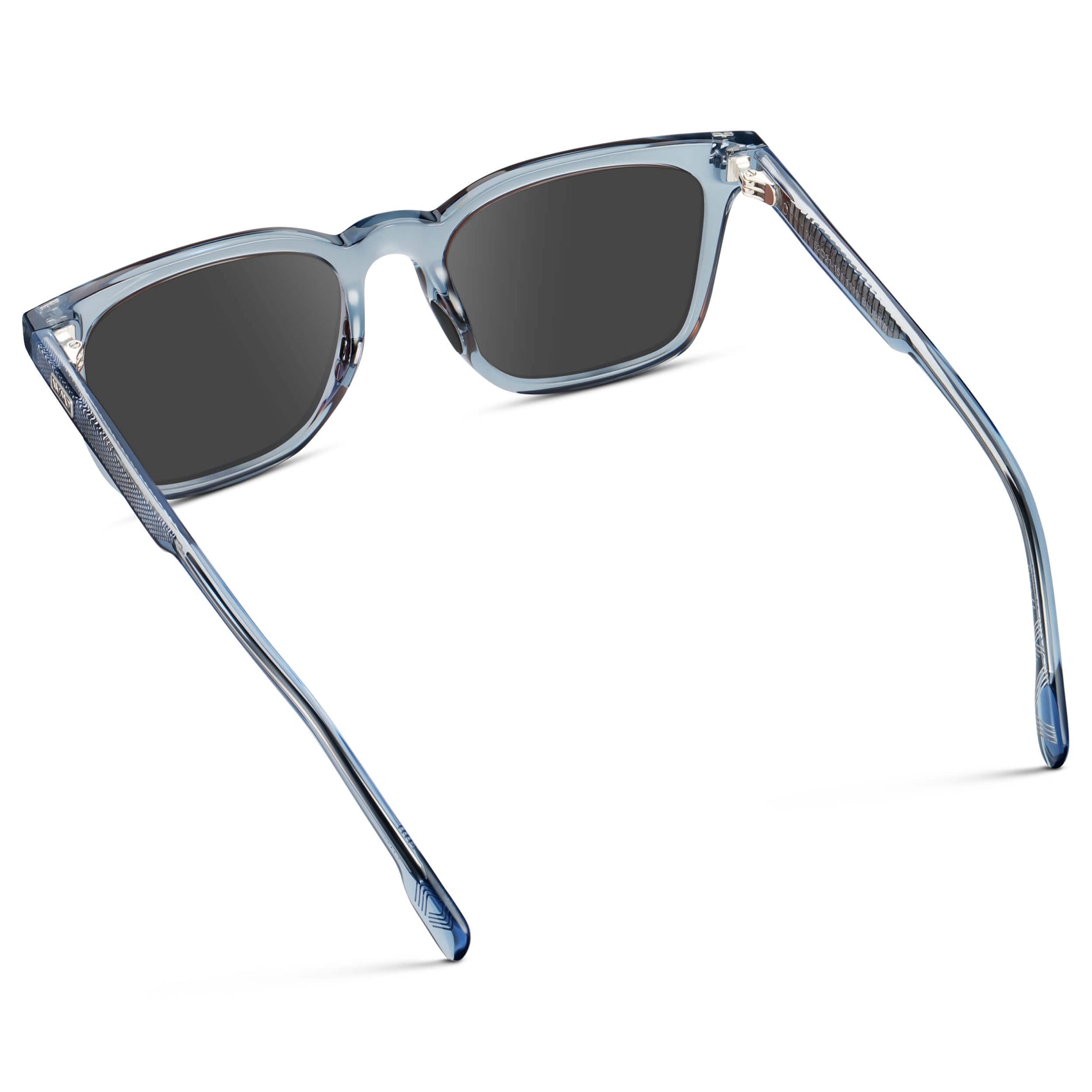 Denim Blue / Grey || Men's Classic Rectangular Golf and Sport Prescription Sunglasses with Blue Acetate Frame and Grey Prescription Lens