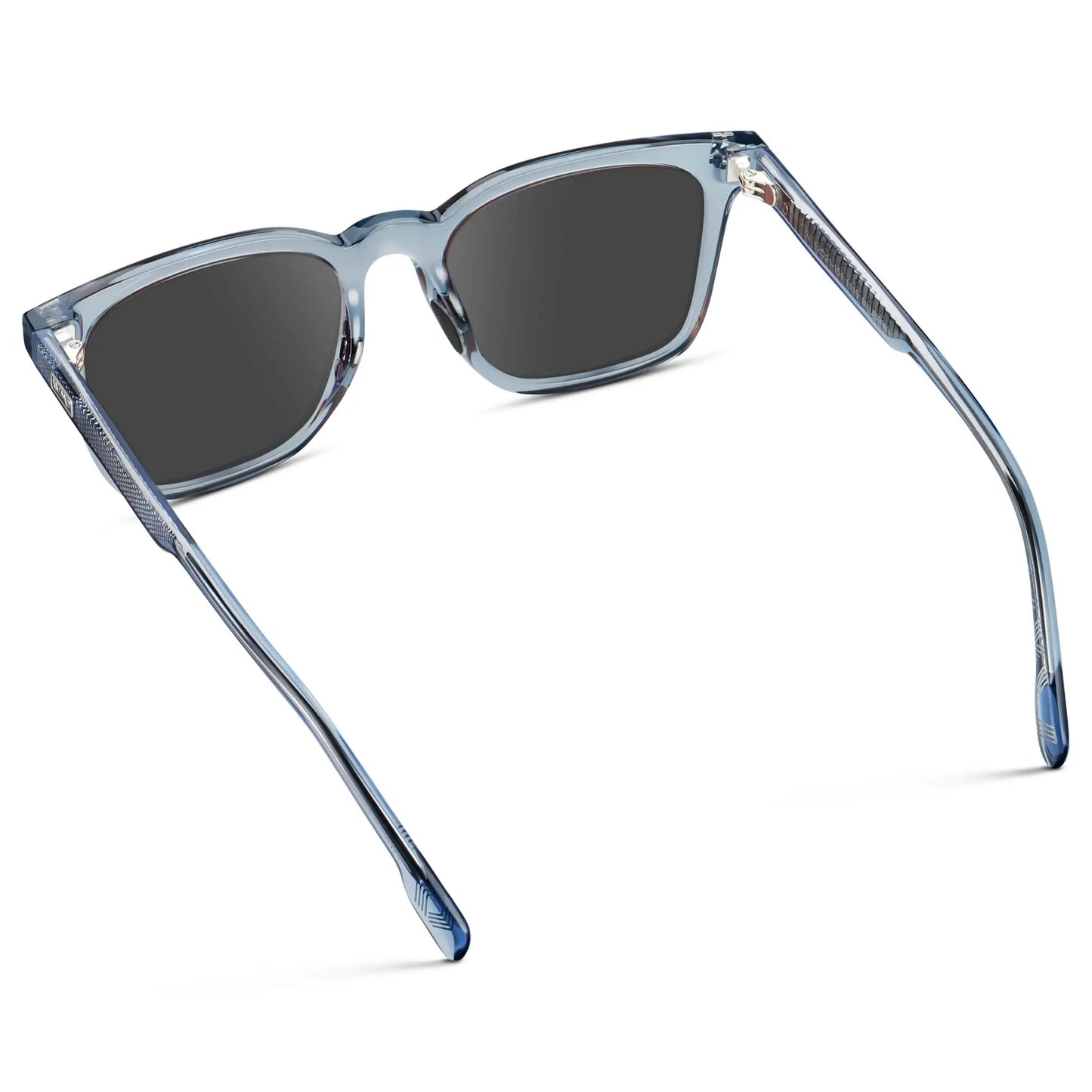 Denim Blue / Grey || Men's Classic Rectangular Golf and Sport Prescription Sunglasses with Blue Acetate Frame and Grey Prescription Lens
