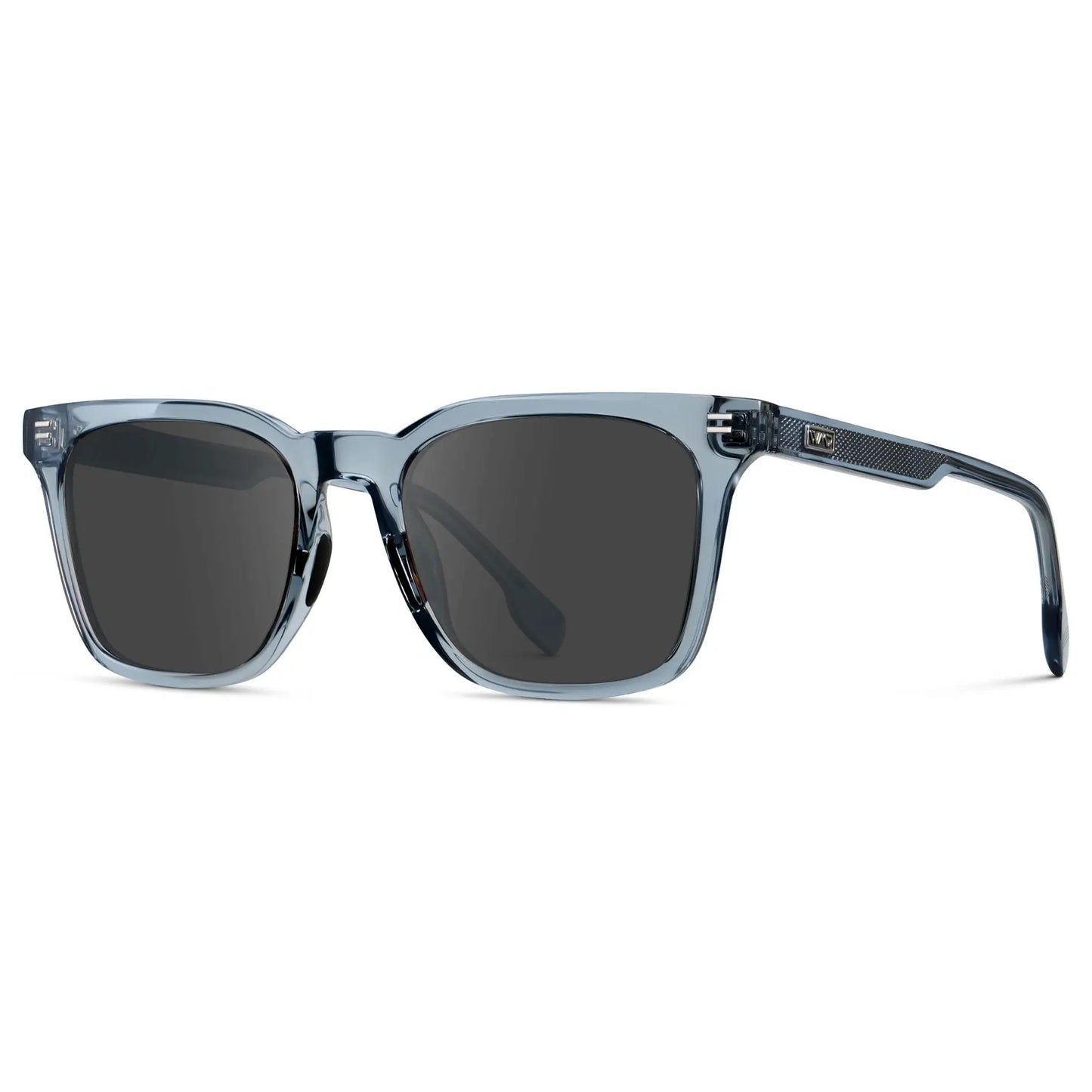 Denim Blue / Grey || Men's Classic Rectangular Golf and Sport Prescription Sunglasses with Blue Acetate Frame and Grey Prescription Lens