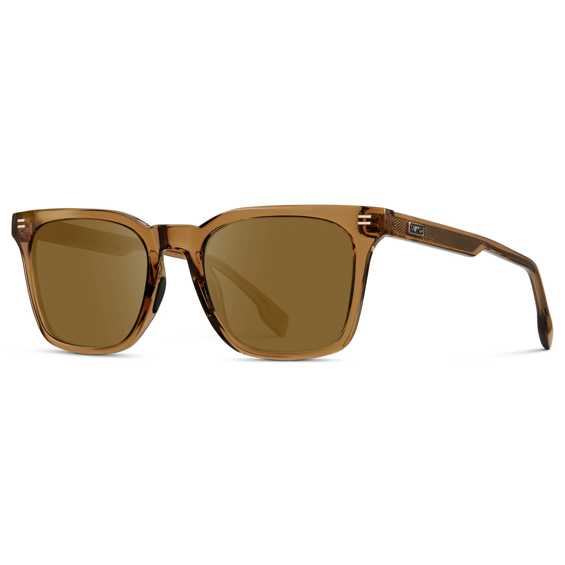 Crystal Brown / Amber || Men's Classic Rectangular Golf and Sport Prescription Sunglasses with Brown Acetate Frame and Amber Prescription Lens