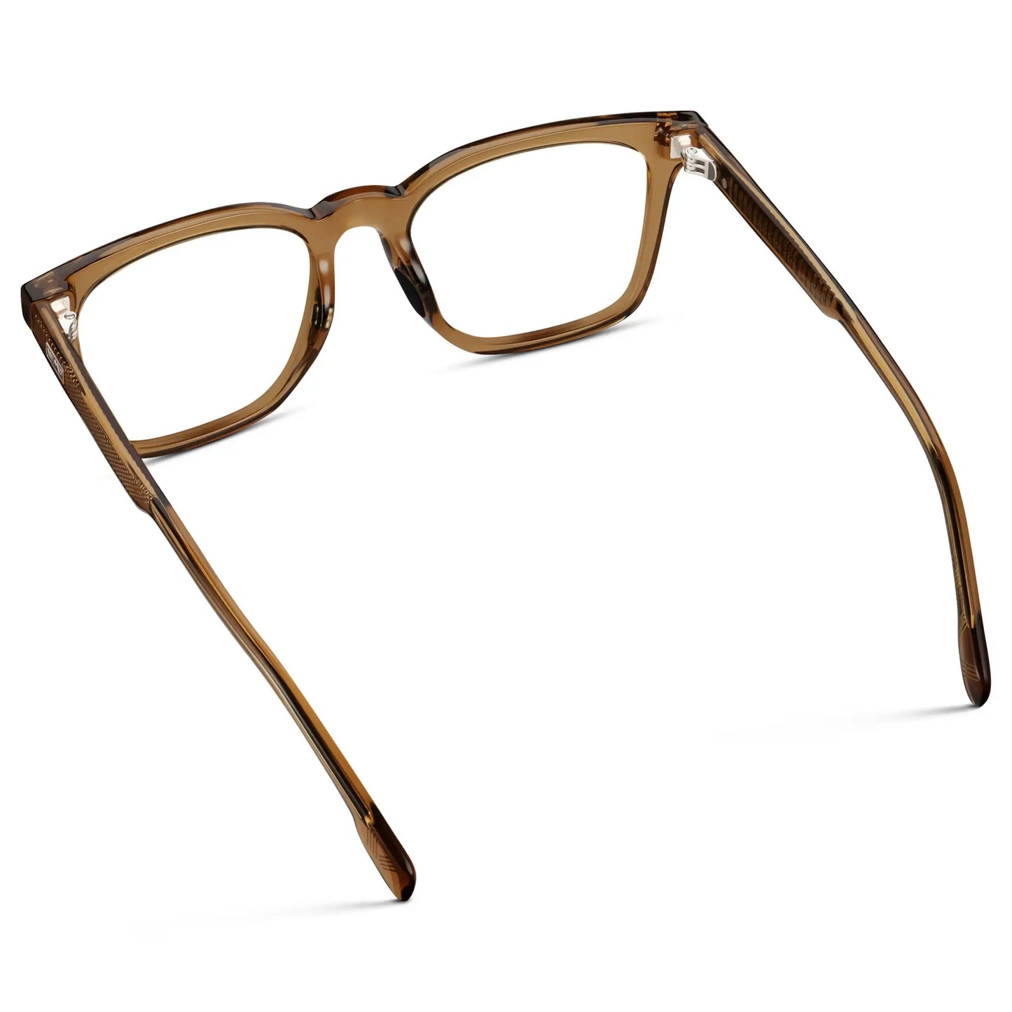 Crystal Brown || Back view of Men's Classic Rectangular Golf and Sport Eyeglasses with Crystal Brown Acetate Frame and Clear Prescription Lens on a white background
