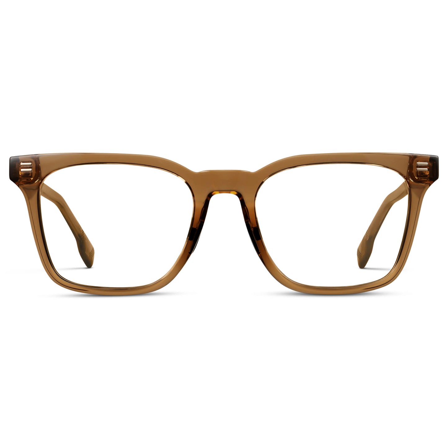 Crystal Brown || Men's Classic Rectangular Golf and Sport Eyeglasses with Brown Acetate Frame and Clear Prescription Lens