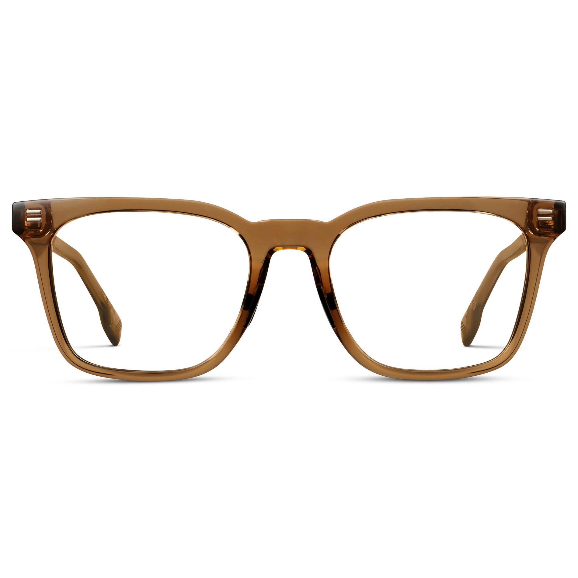 Crystal Brown || Men's Classic Rectangular Golf and Sport Eyeglasses with Brown Acetate Frame and Clear Prescription Lens
