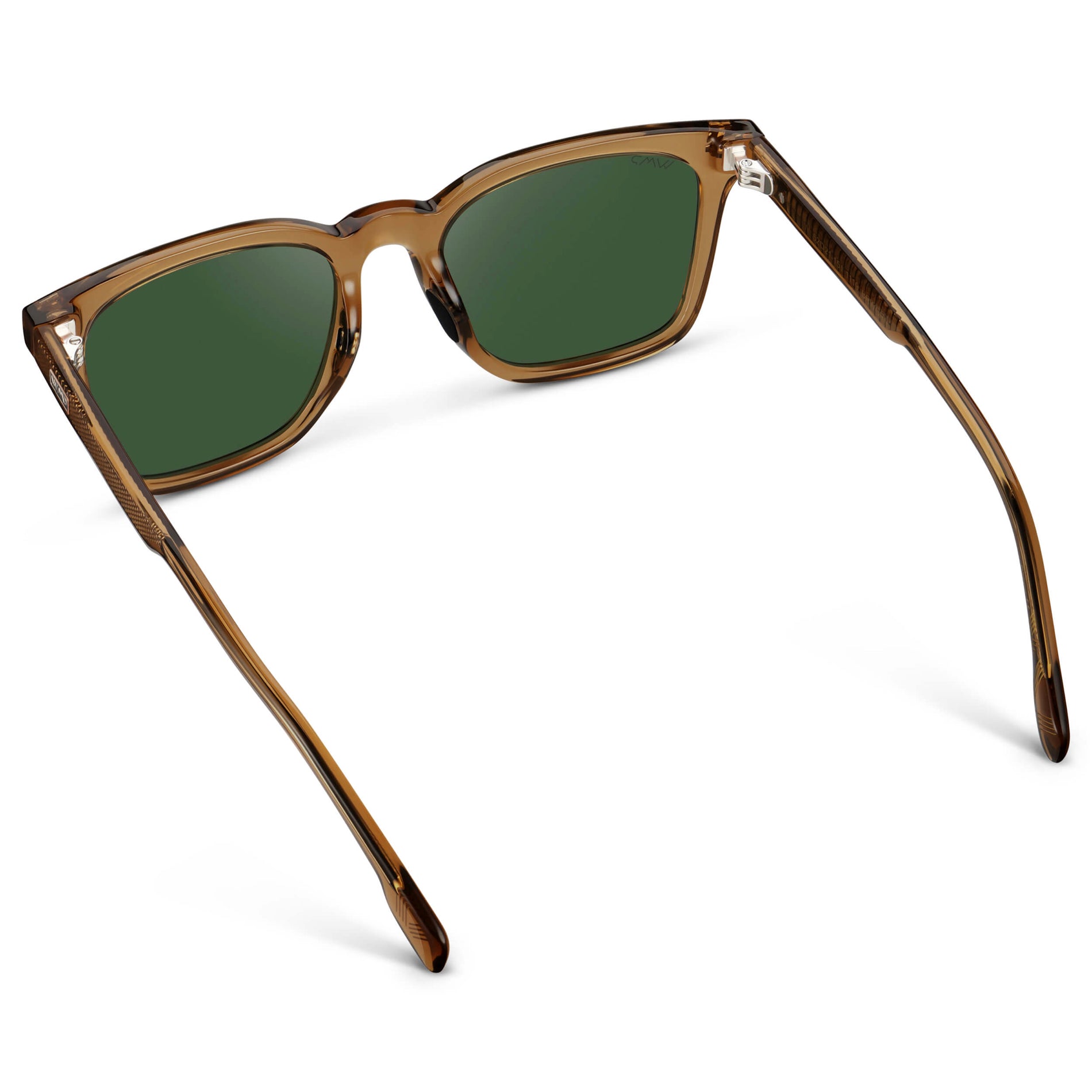 Crystal Brown / Smoke Green Lens || Men's Classic Rectangular Golf and Sport Sunglasses with Crystal Brown Acetate Frame and Smoke Green Polarized Oleophobic Lens