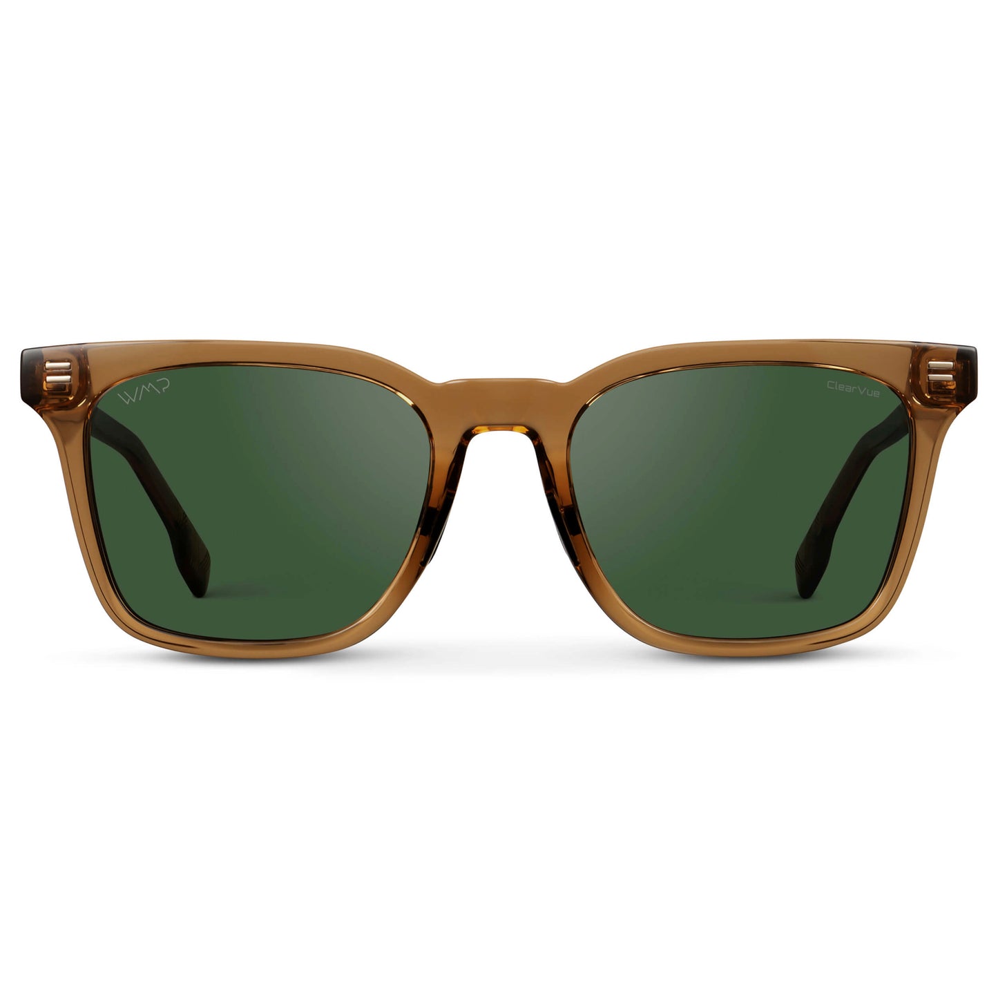 Crystal Brown / Smoke Green Lens || Men's Classic Rectangular Golf and Sport Sunglasses with Crystal Brown Acetate Frame and Smoke Green Polarized Oleophobic Lens