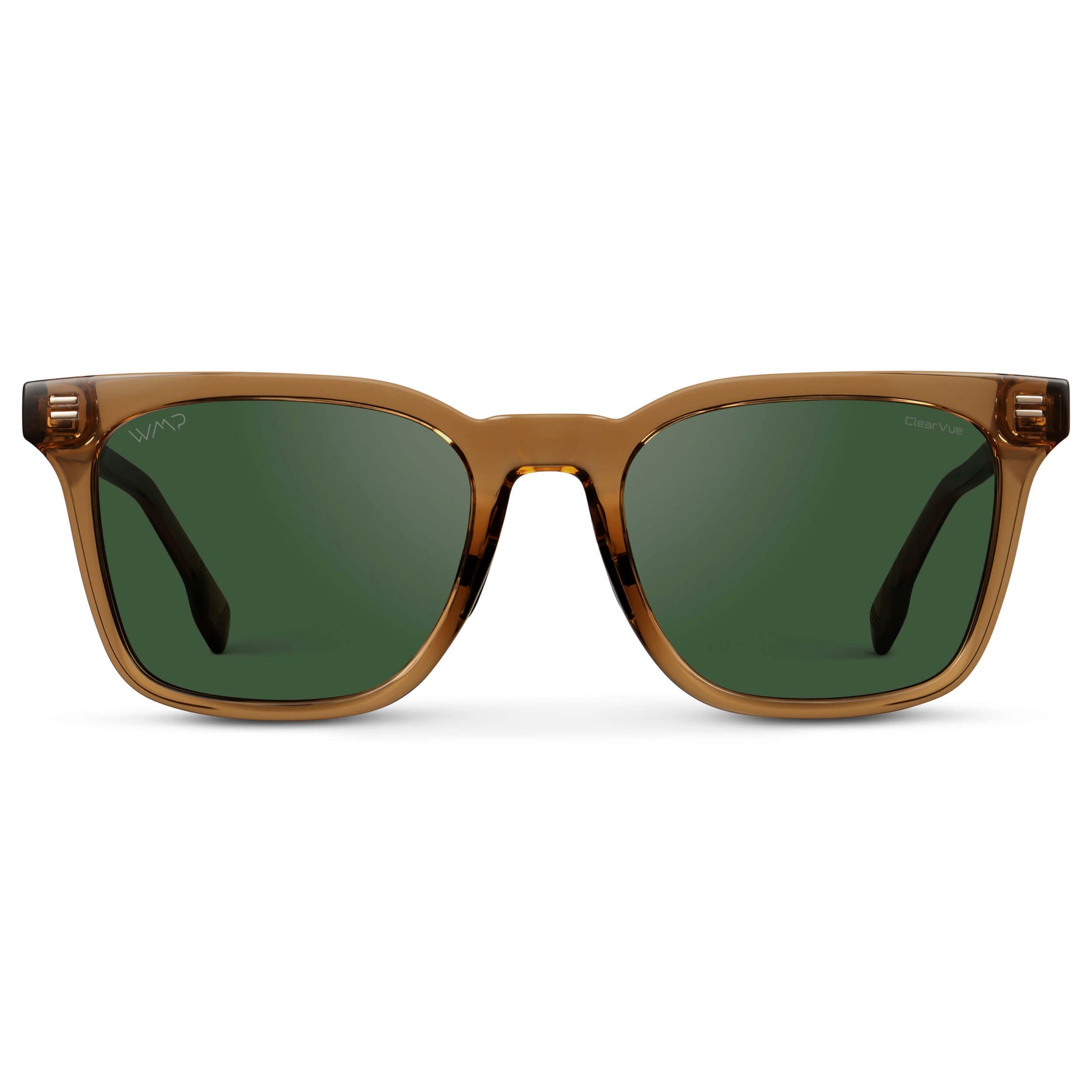 Crystal Brown / Smoke Green Lens || Men's Classic Rectangular Golf and Sport Sunglasses with Crystal Brown Acetate Frame and Smoke Green Polarized Oleophobic Lens