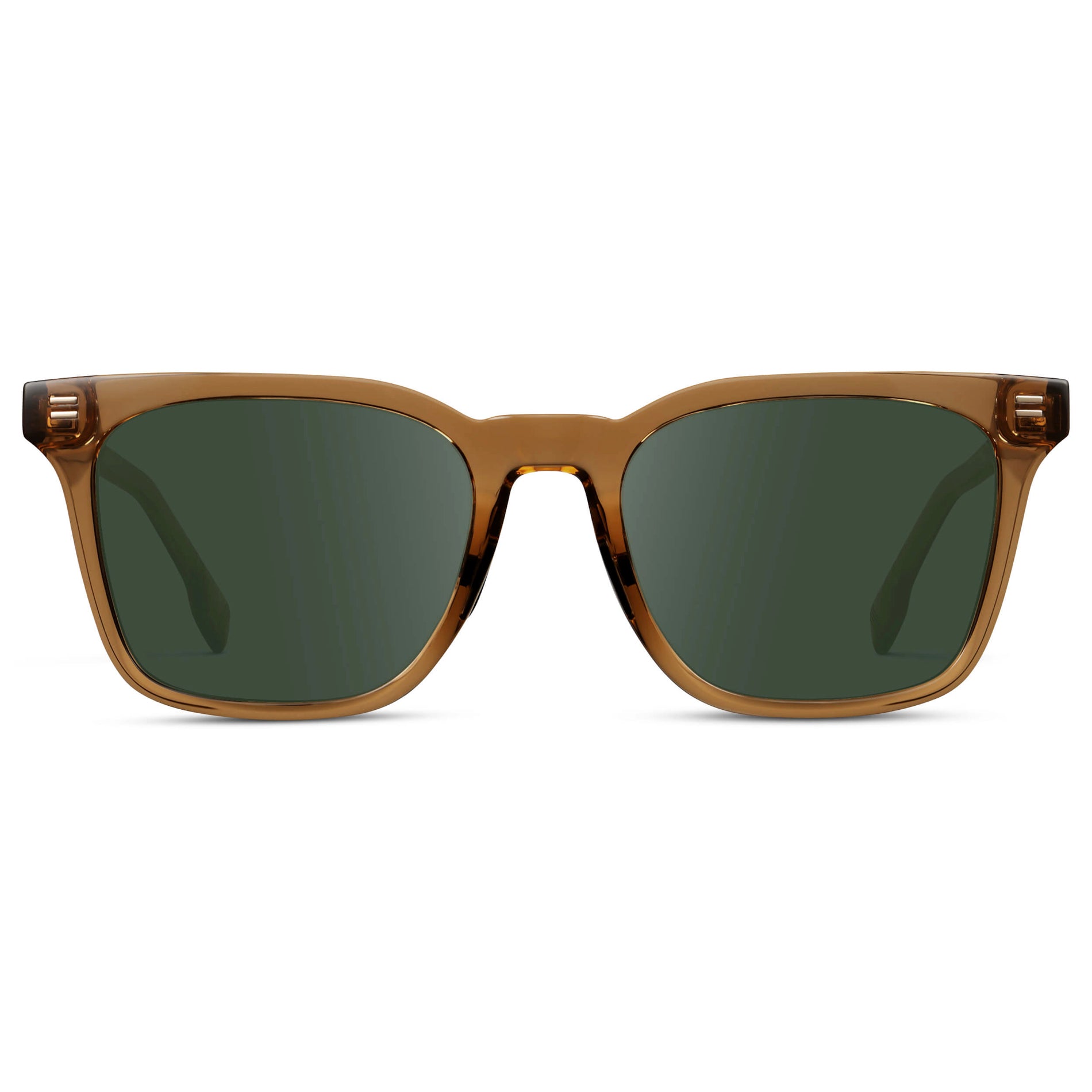 Crystal Brown / G15 || Men's Classic Rectangular Golf and Sport Prescription Sunglasses with Brown Acetate Frame and Green Prescription Lens