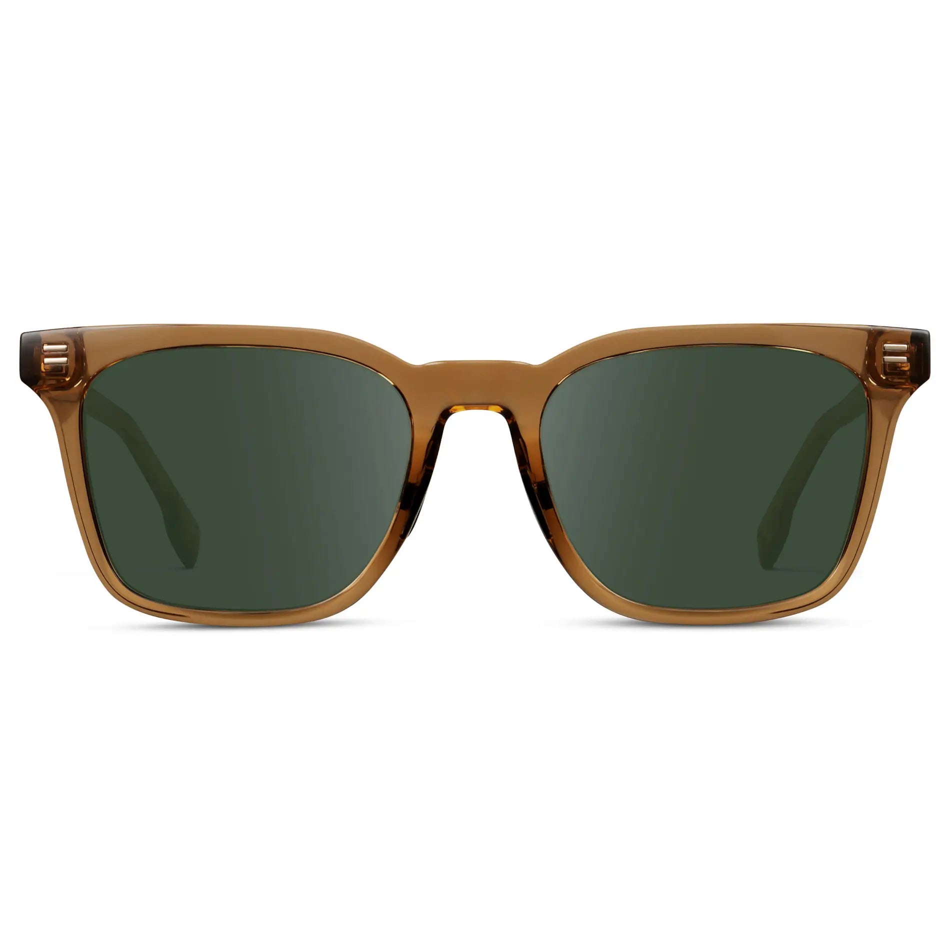 Crystal Brown / G15 || Men's Classic Rectangular Golf and Sport Prescription Sunglasses with Brown Acetate Frame and Green Prescription Lens